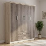 Ντουλάπα ρούχων τετράφυλλη OLYMPUS pakoworld χρώμα castillo-toro 159x57x183εκ