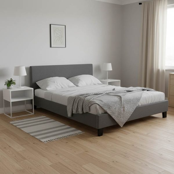 Κρεβάτι Nevil pakoworld 150x200 με ύφασμα χρώμα ανθρακί