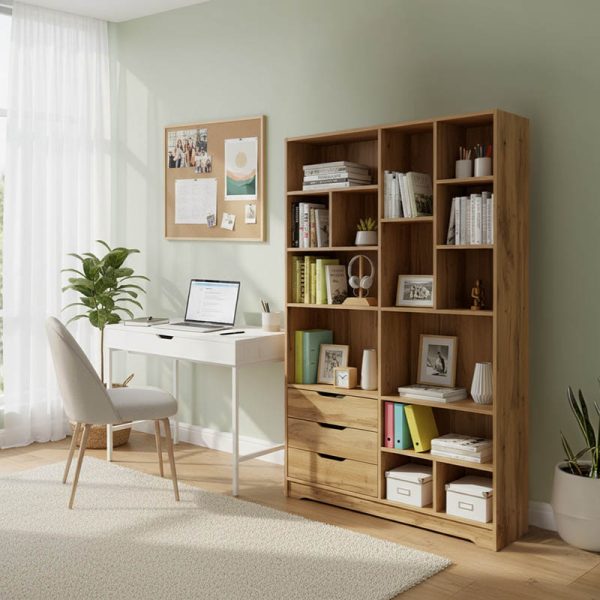 Βιβλιοθήκη Lucinda pakoworld oak 120x29.8x180.5εκ