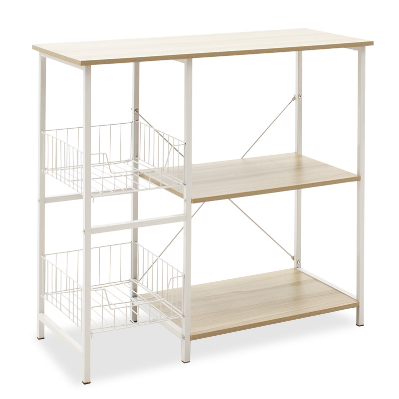 072-000034 Επιδαπέδια ραφιέρα Noon pakoworld με MDF χρώμα φυσικό-λευκό 80x34x75εκ - Image 1