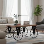 Τραπέζι σαλονιού Bike pakoworld χρώμα μαύρο-καρυδί 85x55x41εκ