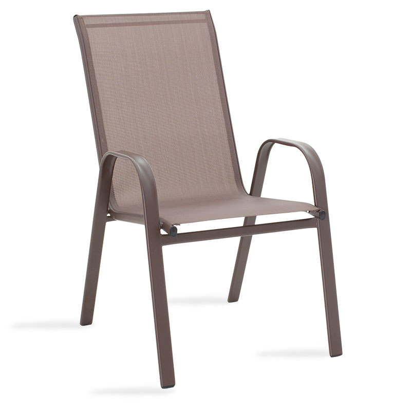 130-000011 Πολυθρόνα Calan pakoworld μέταλλο σκούρo καφέ-textilene καφέ 54x74x91εκ - Image 1