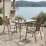 Τραπεζαρία Valor-Obbi σετ 5τεμ pakoworld pe καφέ-μέταλλο 110x60x70εκ