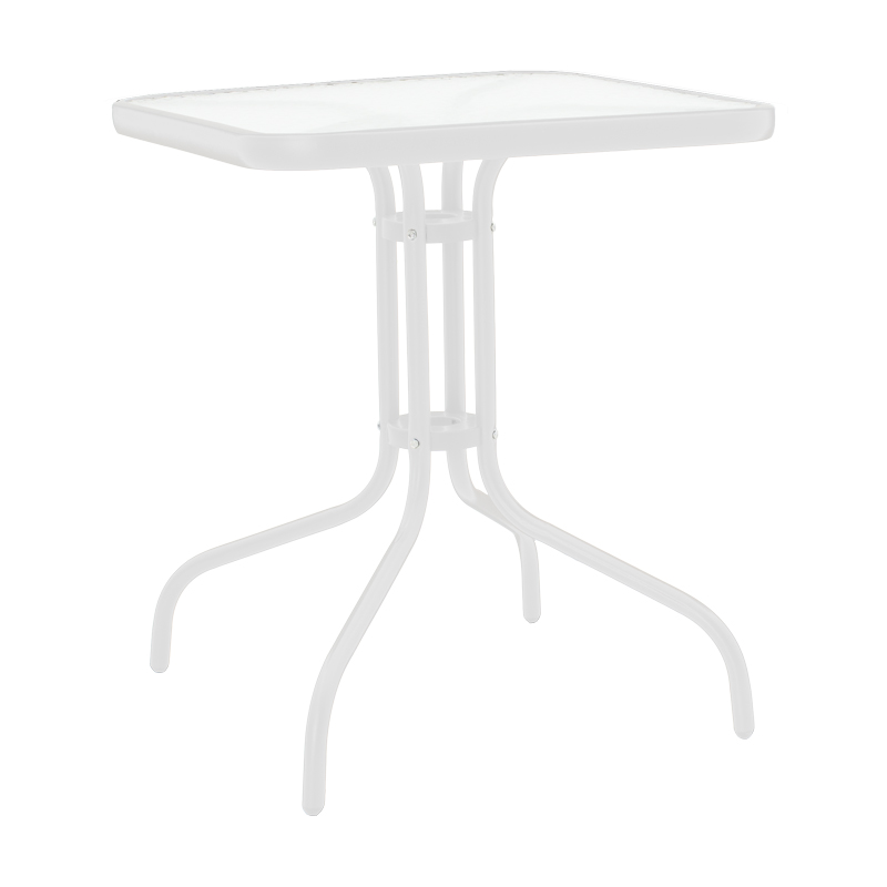 130-000089 Τραπέζι Watson pakoworld μέταλλο λευκό- γυαλί 70x70x70εκ - Image 1