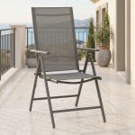 Πολυθρόνα Candor pakoworld ανθρακί μέταλλο και γκρι textilene 51.5x63.5x107εκ