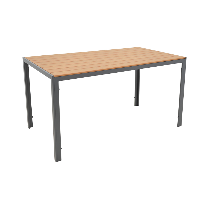 152-000029 Τραπέζι Nares pakoworld αλουμίνιο ανθρακί-plywood φυσικό 140x80x72.5εκ - Image 1