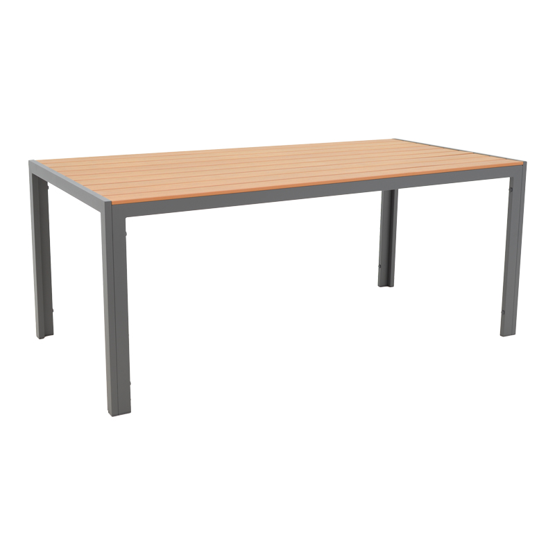 152-000030 Τραπέζι Nares pakoworld αλουμίνιο ανθρακί-plywood φυσικό 180x90x72.5εκ - Image 1