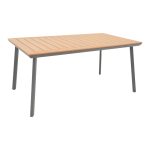 Τραπέζι Griffith pakoworld ανθρακί αλουμίνιο και plywood σε φυσική απόχρωση 160x90x74εκ