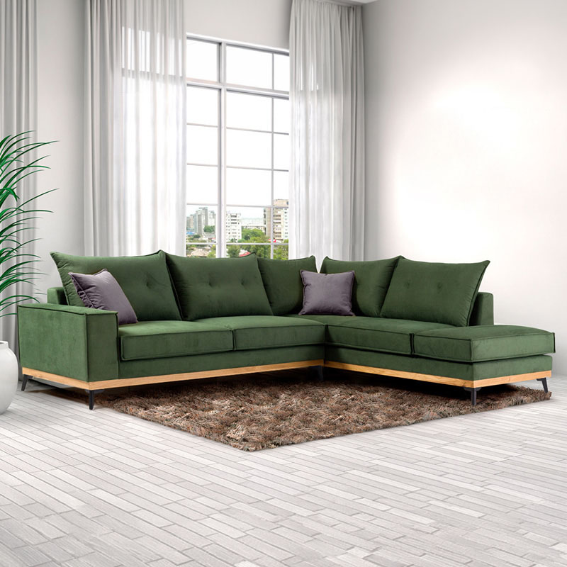 168-000001 Γωνιακός καναπές αριστερή γωνία Luxury II pakoworld ύφασμα κυπαρισσί-ανθρακί 290x235x95εκ - Image 1