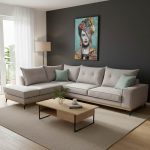 Γωνιακός καναπές δεξιά γωνία Luxury II pakoworld ύφασμα elephant-ciel 290x235x95εκ