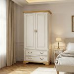 Ντουλάπα Jaden pakoworld δίφυλλη golden oak-λευκό antique 101x62x197,5εκ