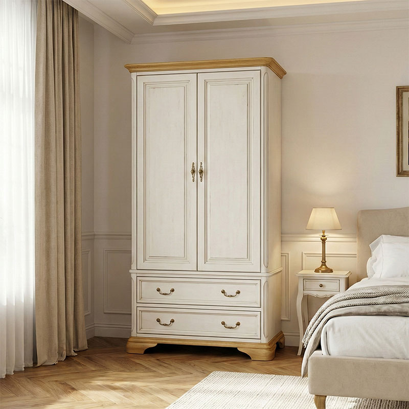 173-000030 Ντουλάπα Jaden pakoworld δίφυλλη golden oak-λευκό antique 101x62x197,5εκ - Image 1