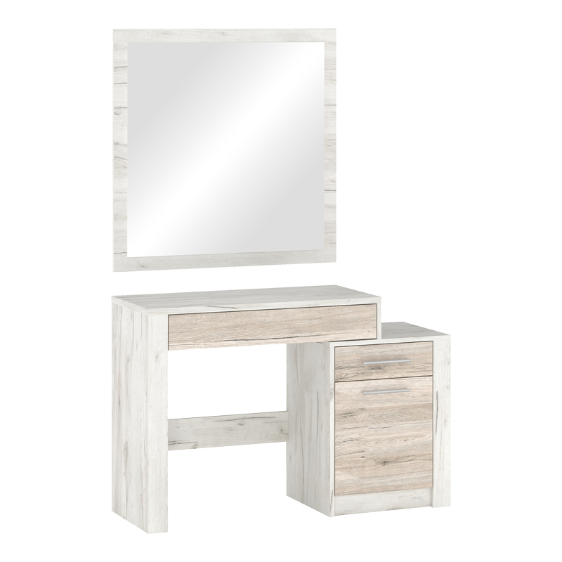173-000042 Τουαλέτα-καθρέπτης Neruda pakoworld λευκό antique-oak 114,5x39,5x76εκ - Image 1