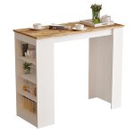Τραπέζι μπαρ Riff pakoworld λευκό-oak 120x51.5x101.5εκ
