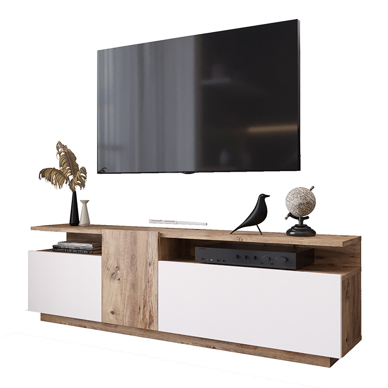 176-000055 Έπιπλο τηλεόρασης Elana pakoworld sonoma-λευκό 150x29.5x46.3εκ - Image 1