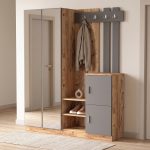 Έπιπλο εισόδου Doorse pakoworld μελαμίνης ανθρακί-oak 147.5x35x180εκ