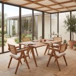 Τραπεζαρία Winslow Ι pakoworld σετ 5τεμ ξύλο rubberwood ανοιχτό καρυδί 160x85x75εκ