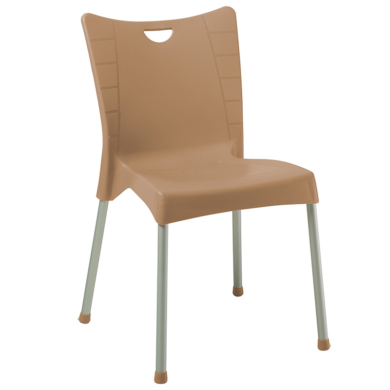 253-000037 Καρέκλα Crafted pakoworld PP cappucino-αλουμίνιο γκρι - Image 1