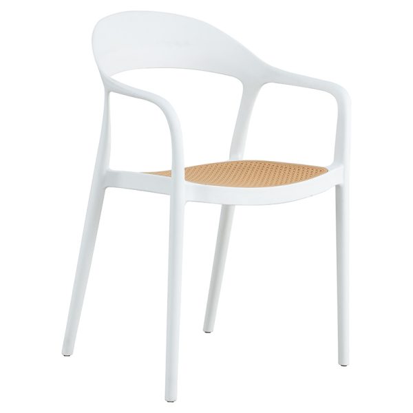 Πολυθρόνα Ember στοιβαζόμενη pakoworld με UV protection PP μπεζ- λευκό 52.5x56.5x81εκ.