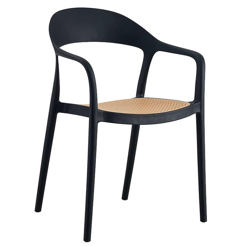 262-000006 Πολυθρόνα Ember στοιβαζόμενη pakoworld με UV protection PP μπεζ-μαύρο 52.5x56.5x81εκ. - Image 1
