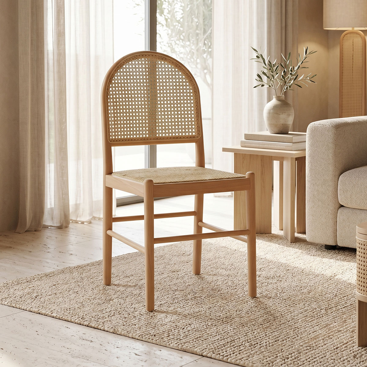 263-000010 Καρέκλα Alessia pakoworld ξύλο οξιάς-rattan φυσικό 43x44x89εκ - Image 1