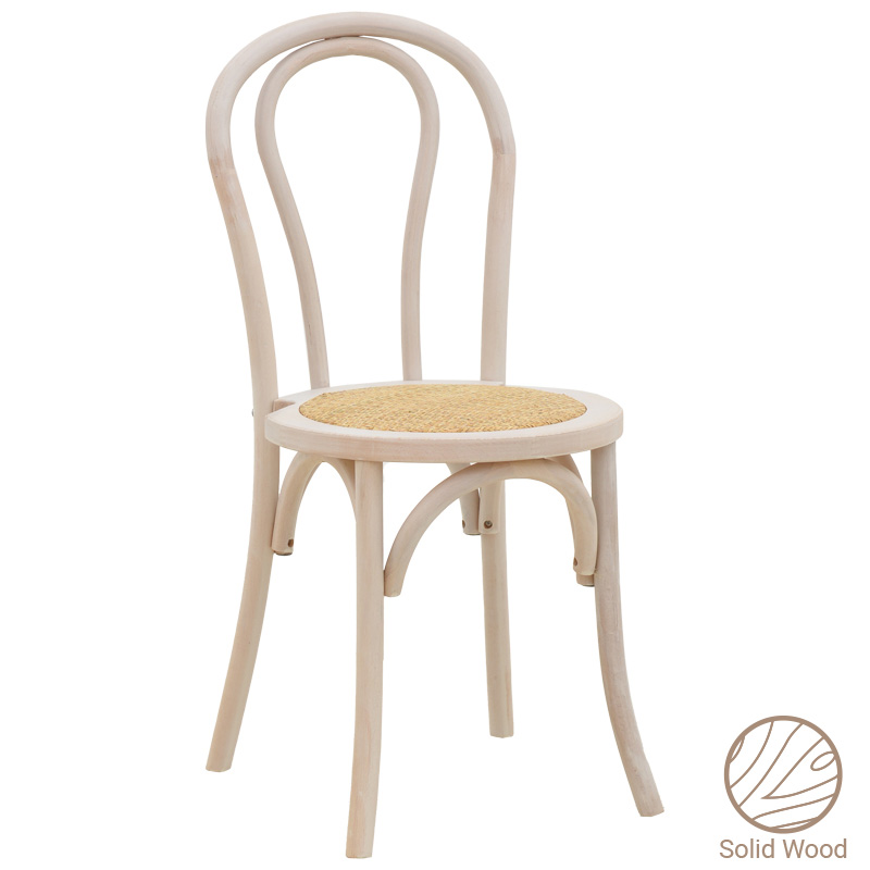 263-000018 Καρέκλα στοιβαζόμενη Βιέννης Azhel pakoworld white wash ξύλο οξιάς-έδρα φυσικό rattan 41x50x89εκ - Image 1