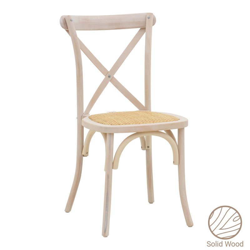 263-000021 Καρέκλα Dylon pakoworld στοιβαζόμενη white wash ξύλο οξιάς-έδρα φυσικό rattan 48x52x89εκ - Image 1