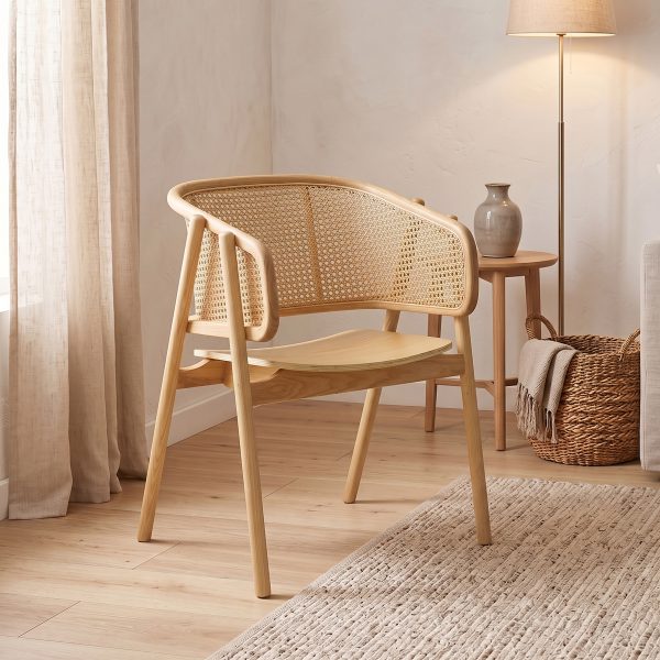 Πολυθρόνα Wenzy pakoworld φυσικό Rattan - μασίφ ξύλο toon 59x58x78εκ