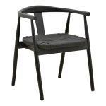Πολυθρόνα Gernine pakoworld μαύρο μασίφ ξύλο οξιάς με σχοινί 56x49x73εκ