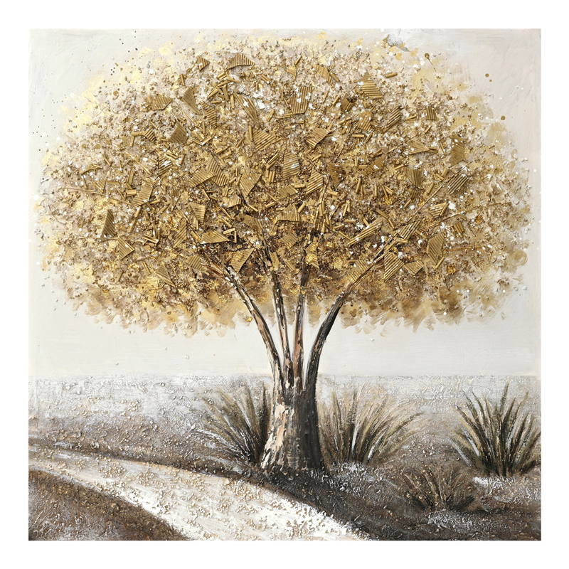 296-000013 Πίνακας σε καμβά Forestree I 3D Inart 100x3x100εκ - Image 1