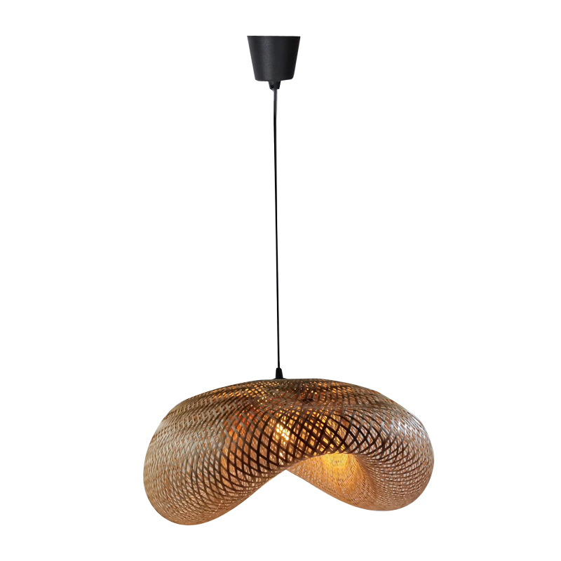 299-000003 Φωτιστικό οροφής μονόφωτο Lighty Inart Ε27 φυσικό μπαμπού Φ42x13εκ - Image 1