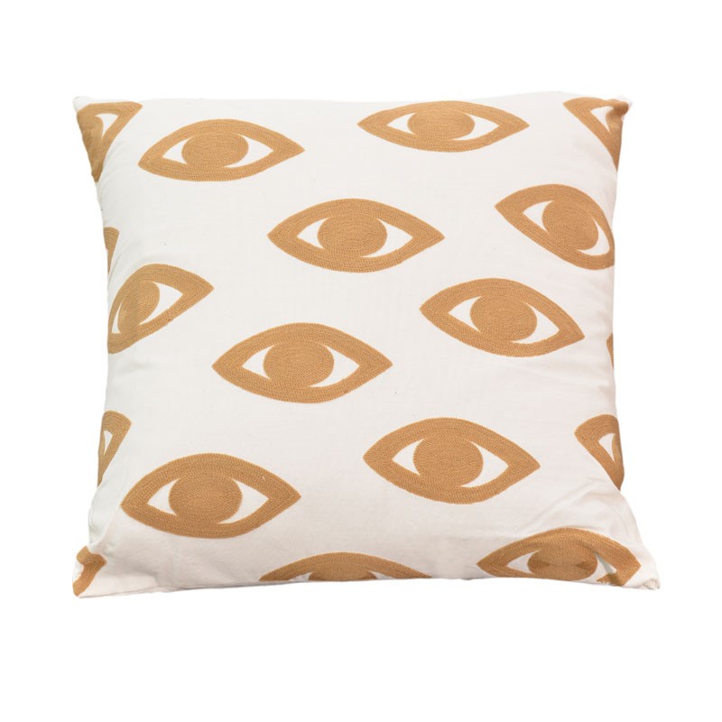 302-000020 Μαξιλάρι Eyes Inart φυσικό-λευκό ύφασμα 60x60x2.5εκ - Image 1